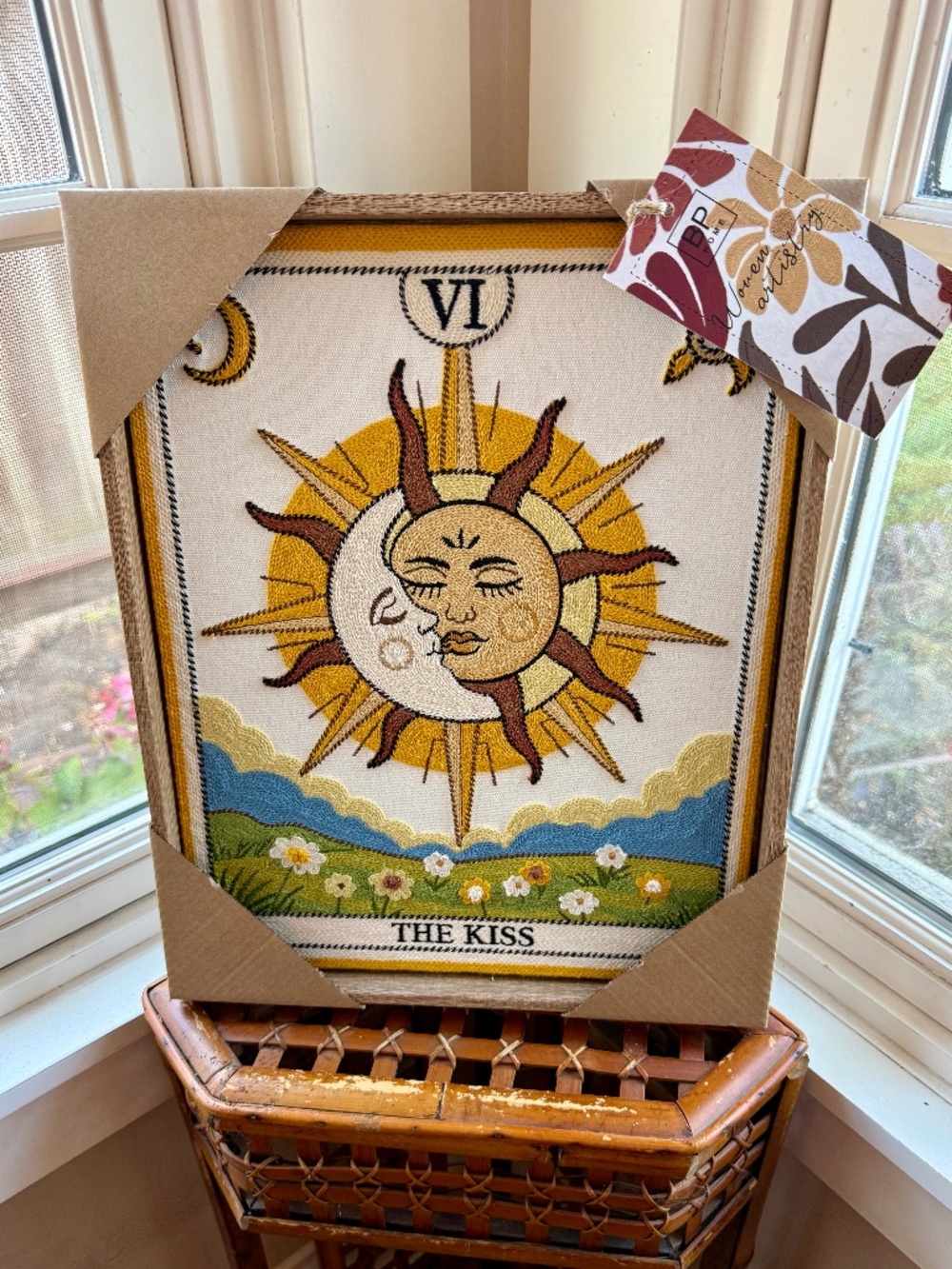 BP HOME TEXTILE Embroidery Woven Wall Tarot Card Art "THE KISS" 12 x15 New